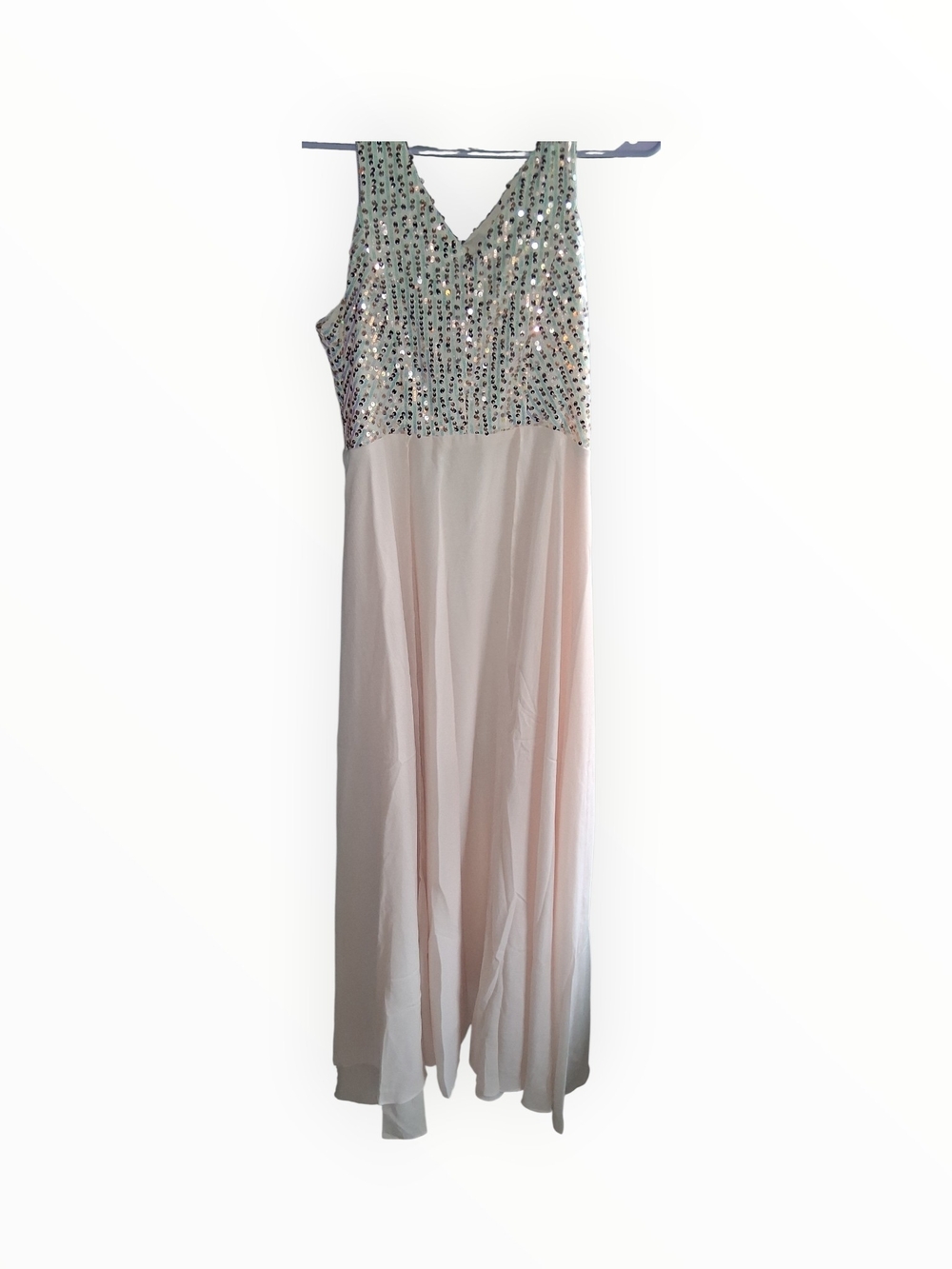 Sequin Bodice Chiffon Maxi Dress Soft Peach
